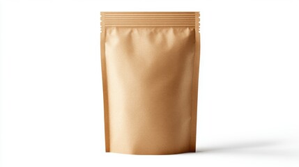 Stand-up pouch with zip lock, kraft paper style, isolated on white background, product mockup
