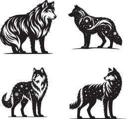 Winter Wolf Vector Art – Majestic Snow Beast with Icy Elegance