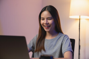 Business woman hand using laptop and type on the keyboard.