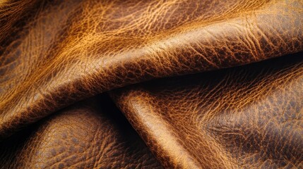 Close-up view of rich, textured brown leather.
