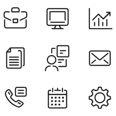 Business and Office thin line icons set. Editable stroke icons. Vector with white background