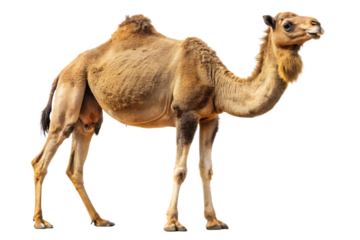 Camel isolated on white background PNG, ai generated.