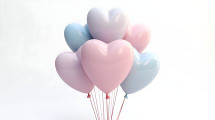 Heart Shaped Balloons in Pastel Pink and Blue – Love and Celebration Icon on White Background