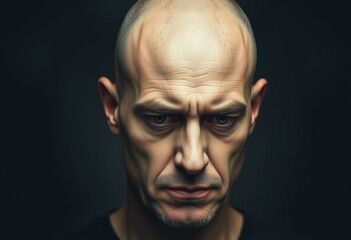 Fototapeta premium Bald man with serious expression