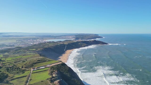 Miradouro da salgado, showcasing the scenic coastline of nazar&eacute;, portugal, aerial view