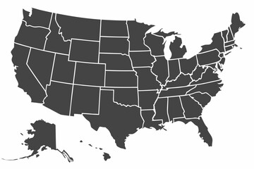 USA Political Map Grayscale Image of United States with State Borders