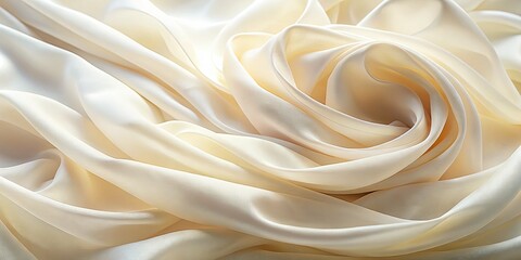 Fototapeta premium Elegant Creamy White Fabric Texture, Abstract Background, Soft Waves, Light and Airy, Architectural Photography