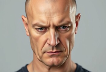 Obraz premium Portrait of a bald man with a solemn expression