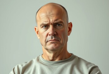 Fototapeta premium Bald man with stern expression