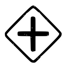 Fototapeta premium Plus Sign in Diamond Shape Hand Drawn