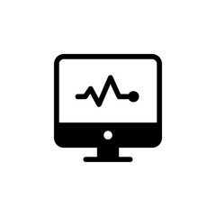 Monitor displaying heartbeat line. Represents healthcare, medical monitoring, diagnostics, and technology