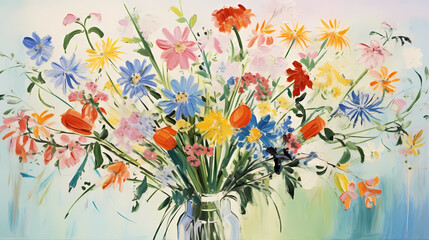 Obraz premium simple bouquet in a vase background poster decorative painting 
