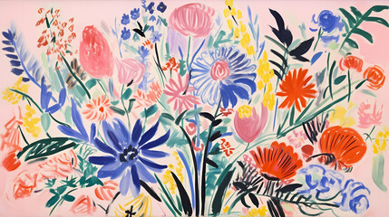 simple bouquet in a vase background poster decorative painting 