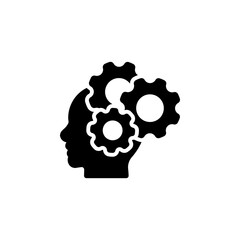 Head with Gears icon. representing the thinking process, problem-solving, and mental activity. Suitable for  ideas, innovation, intelligence, and brainstorming