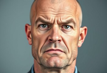 Obraz premium Bald man with a stern expression