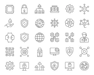 Cryptographic Vector Line Icons