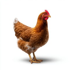 Fototapeta premium A brown hen standing on a white background in a studio setting isoleted on white background