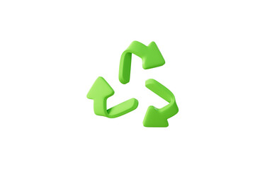 Cartoon green recyclable logo, 3d rendering.