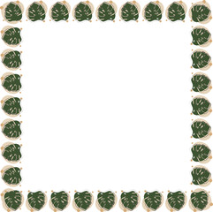 Flourish nature elements frame. Aesthetic elements on white background border with empty space