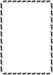 Wild cat silhouette border silhouette border. Big cat banner with wild animal on white background
