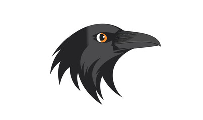 Fototapeta premium Minimalist Crow Head Emblem with Raven Bird Illustration for Logo or Tattoo Design