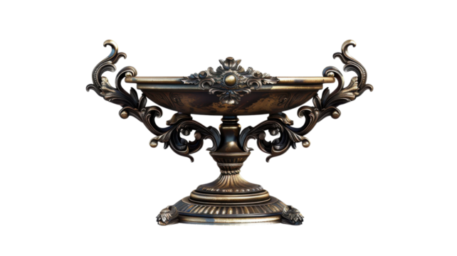 Antique Brass Scale with Ornamental Details Vintage Weighing Instrument Stock Photo