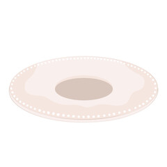Empty vintage porcelain saucer or dish on white background. Isolated illustration.