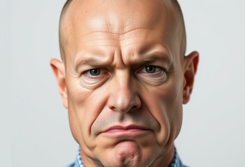 Obraz premium Portrait of a bald man with a scowl