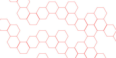 Abstract white background with red hexagons seamless pattern and geometric in vector design. Futuristic blue neon honeycombs. Modern technology design .Minimal style website banner, decoration .	
