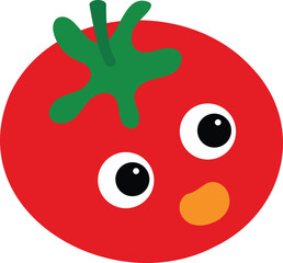 Obraz premium Cute tomato character icon with cartoon face for kids and food-themed design