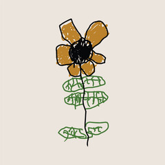 hand drawn little child sunflower illustration graphic design