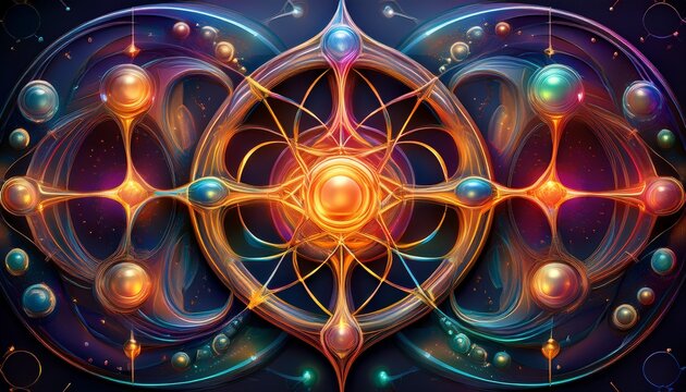 Artistic quantum mechanics symbols and entanglement visualization