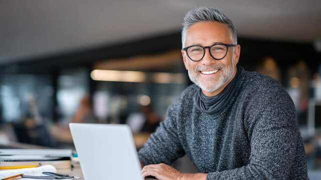 Middle-aged Hispanic Man Engaged in Online Business Training Session Generative AI