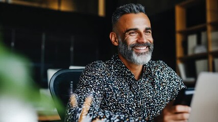 Middle Age Man Engaged in Online Business Training Session Generative AI