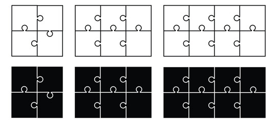 Set of puzzle pieces icon set. 