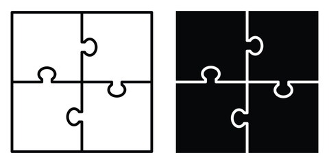 Set of puzzle pieces icon set. 