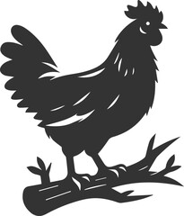 Hen in forest vector silhouette