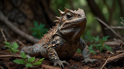 Fototapeta premium iguana on a tree