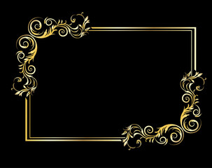 vintage rectangular gold frame with floral elements22