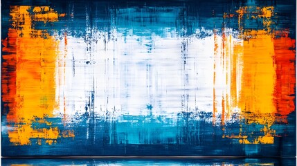 Abstract Blue Orange White Canvas Painting Texture