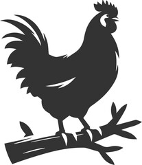 Hen in forest vector silhouette
