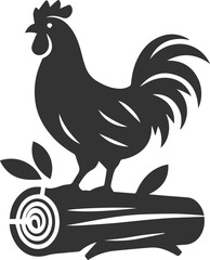Hen in forest vector silhouette
