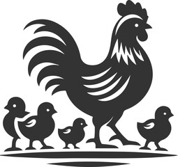 Hen in forest vector silhouette