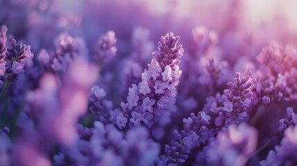 Lavender blooms in a field bathed in golden sunlight.