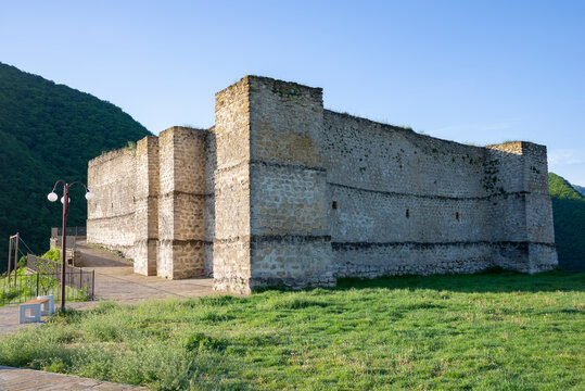 View of the ancient fortress of "Seven Brothers and one Sister", Khuchni. Republic of Dagestan, Russia