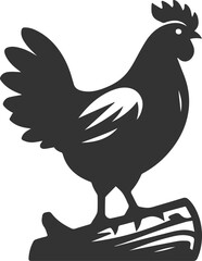 Hen in forest vector silhouette