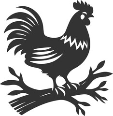 Hen in forest vector silhouette