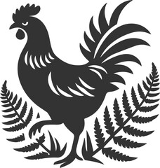 Fototapeta premium Hen in forest vector silhouette