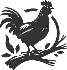 Hen in forest vector silhouette