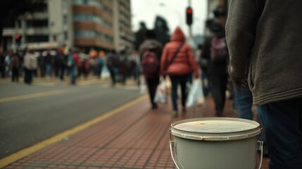 Wrapped in woolens, a person uses binoculars to scan a wintry landscape from a lookout, embodying a sense of adventure and wonder.